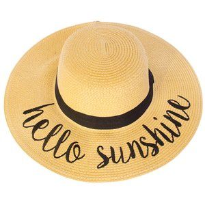 C.C Embroidered Lettering Straw Summer Sun Hat